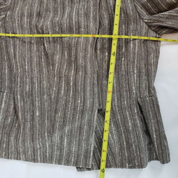 NEW!! Doncaster 100% Silk SIZE 12 Brown Tweed Career Short Blazer Jacket Zip Up - Picture 6 of 9